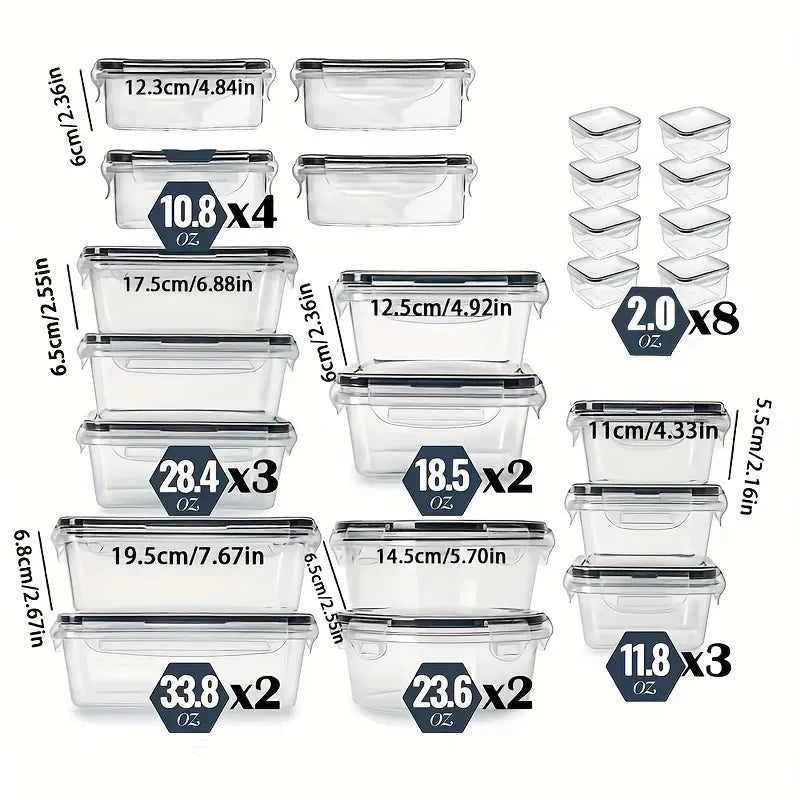 12/24 Clear Kitchen Food Storage Container Set - Microwave Safe, Multifunctional Plastic Lunch Box with Lid + 24 Chalkboard Labe - Creative Celebrations