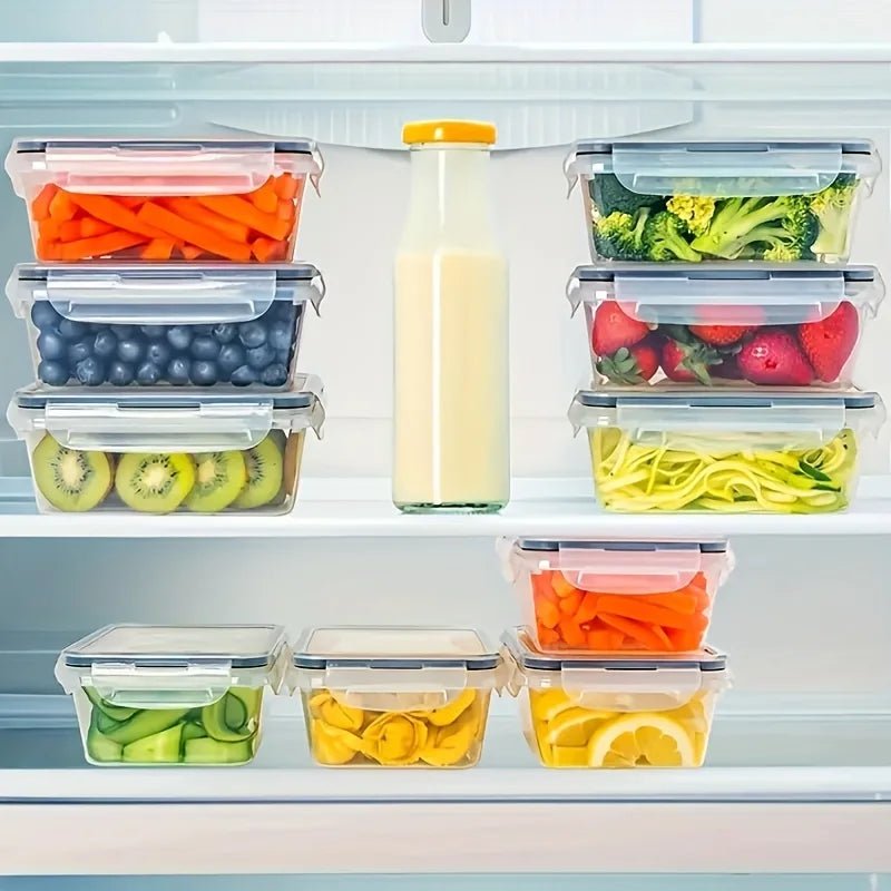 12/24 Clear Kitchen Food Storage Container Set - Microwave Safe, Multifunctional Plastic Lunch Box with Lid + 24 Chalkboard Labe - Creative Celebrations