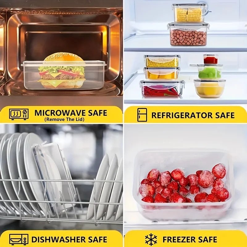 12/24 Clear Kitchen Food Storage Container Set - Microwave Safe, Multifunctional Plastic Lunch Box with Lid + 24 Chalkboard Labe - Creative Celebrations