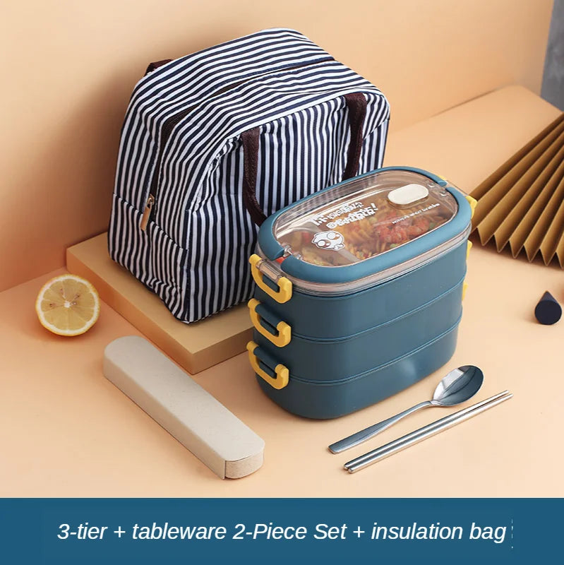 Multi-Layer Bento Box Japanese Style Portable Outdoor 304 Stainless Steel Thermal Lunch Box for Kids with Compartment Food Boxs