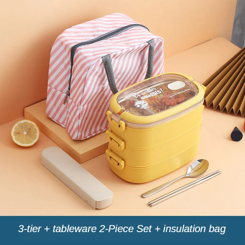 Multi-Layer Bento Box Japanese Style Portable Outdoor 304 Stainless Steel Thermal Lunch Box for Kids with Compartment Food Boxs