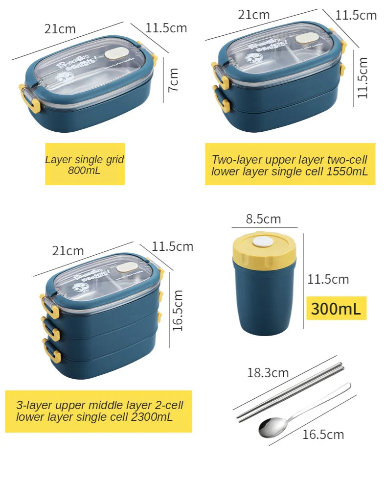 Multi-Layer Bento Box Japanese Style Portable Outdoor 304 Stainless Steel Thermal Lunch Box for Kids with Compartment Food Boxs