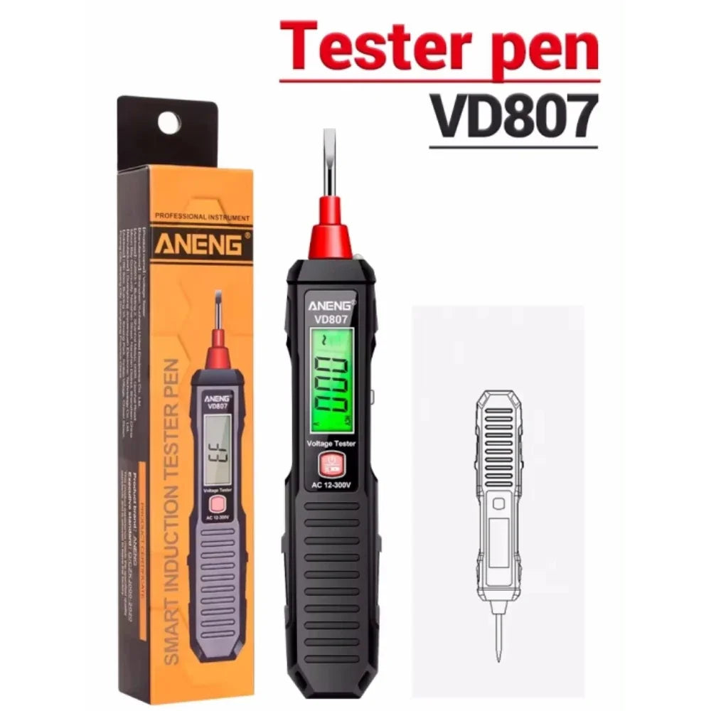 ANENG VD807 12-300V Voltage Detector Smart Electric Pen Sound & Light Alarm Non-Contact Voltage Zero Fire Wire Tester Pen Meter