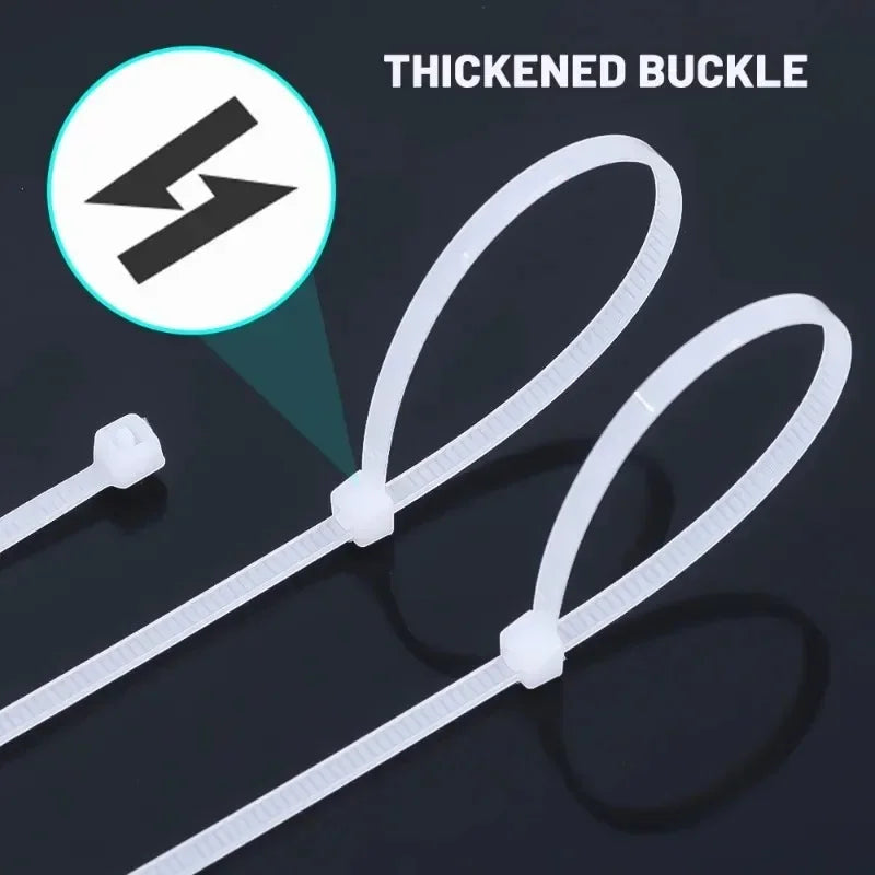 Cable Tie Cable Binder Plastic Ties Outdoor Resistant Zip Ties Multi-Purpose Self-Locking Wraps Management Bundles