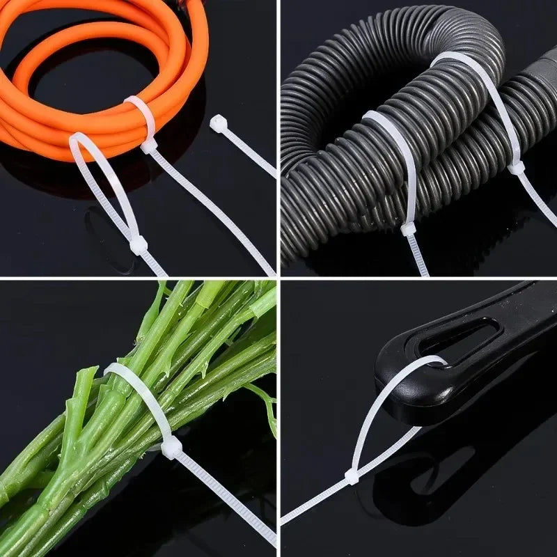 Cable Tie Cable Binder Plastic Ties Outdoor Resistant Zip Ties Multi-Purpose Self-Locking Wraps Management Bundles