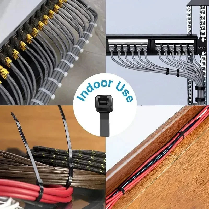 Cable Tie Cable Binder Plastic Ties Outdoor Resistant Zip Ties Multi-Purpose Self-Locking Wraps Management Bundles