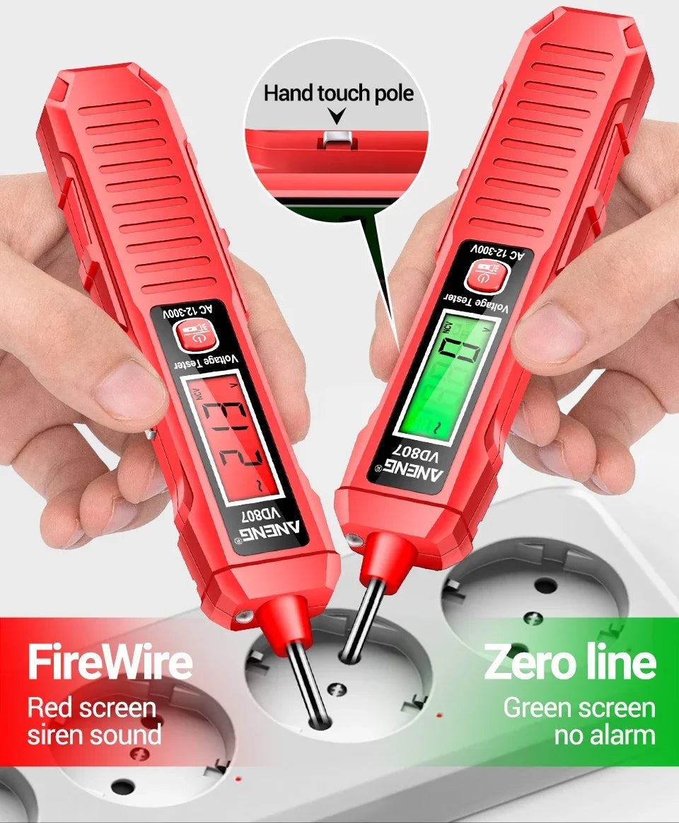 ANENG VD807 12-300V Voltage Detector Smart Electric Pen Sound & Light Alarm Non-Contact Voltage Zero Fire Wire Tester Pen Meter