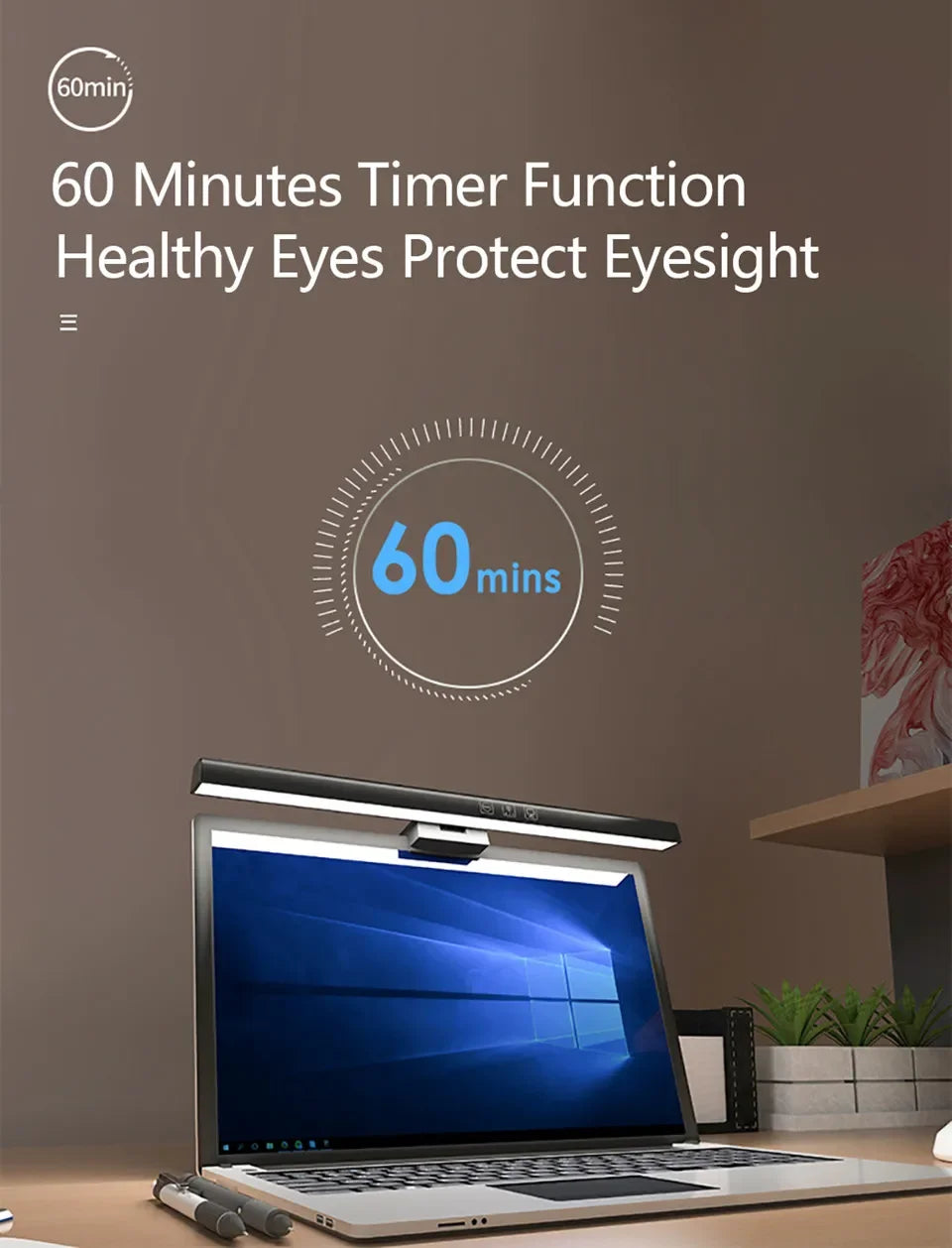 Eye-Care Desk Lamp 50/33cm LED Computer PC Monitor Screen Light Bar Stepless Dimming Reading USB Powered Hanging Table Lamp