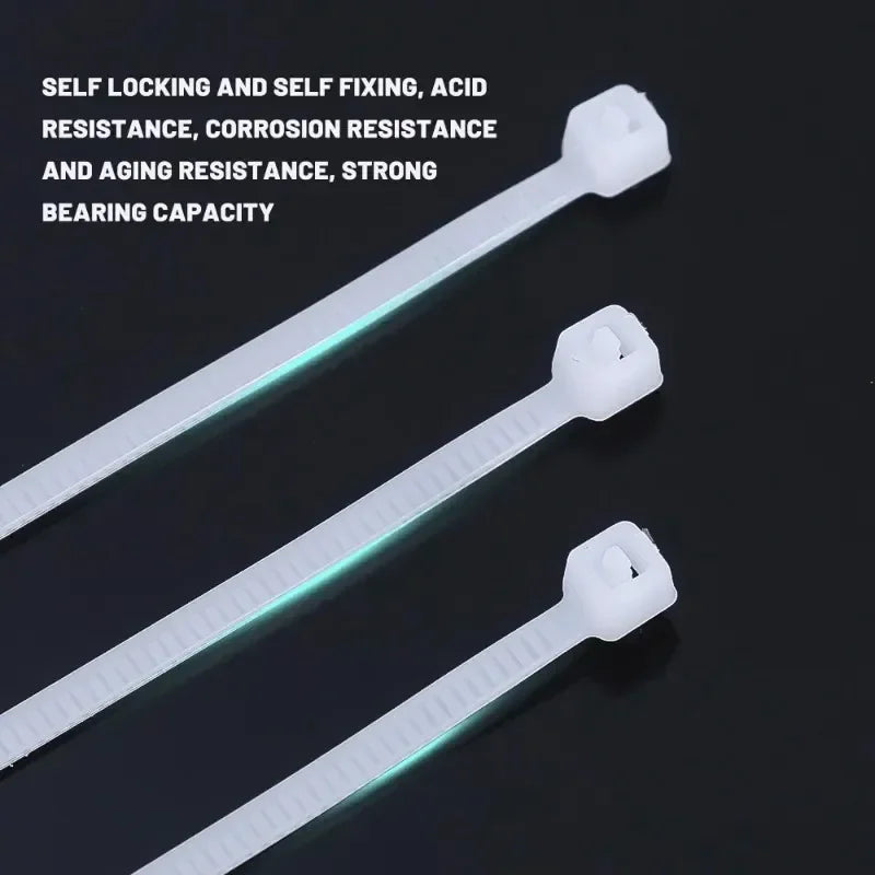 Cable Tie Cable Binder Plastic Ties Outdoor Resistant Zip Ties Multi-Purpose Self-Locking Wraps Management Bundles