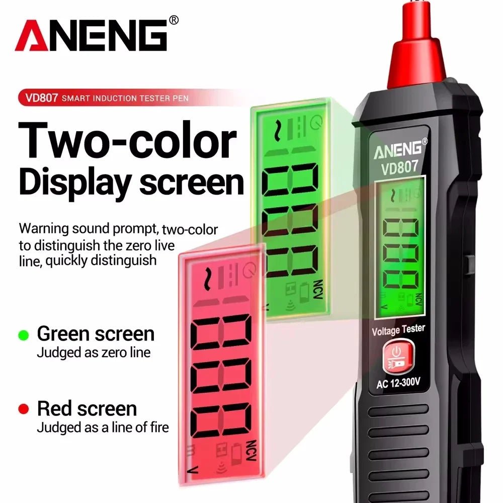 ANENG VD807 12 - 300V Voltage Detector Smart Electric Pen Sound & Light Alarm Non - Contact Voltage Zero Fire Wire Tester Pen Meter - Creative Celebrations