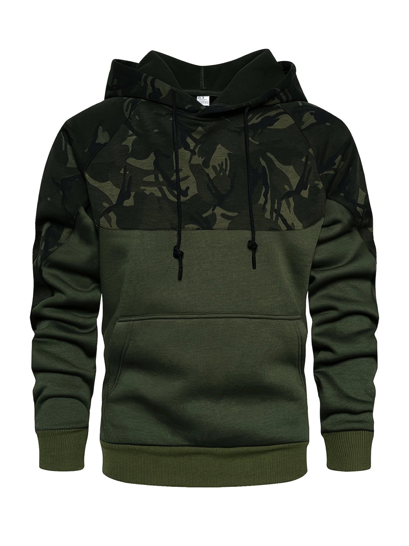 Camouflage Hoodie, Cool Hoodies For Men, Men's Casual Color Block Design Hooded Sweatshirt With Kangaroo Pocket Streetwear For W - Creative Celebrations