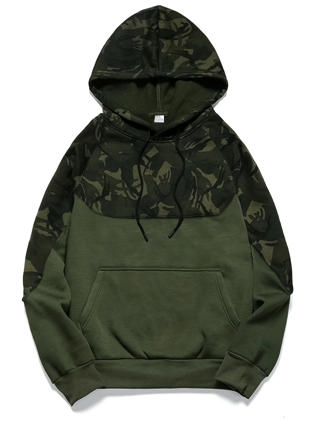 Camouflage Hoodie, Cool Hoodies For Men, Men's Casual Color Block Design Hooded Sweatshirt With Kangaroo Pocket Streetwear For W - Creative Celebrations