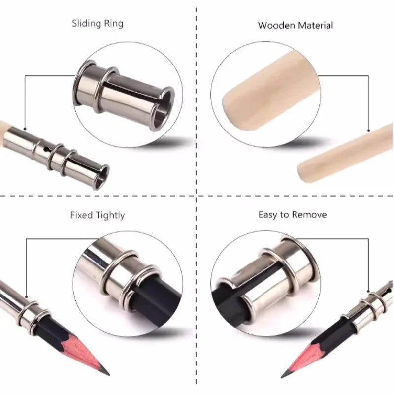 Easy to use strong stable non - slip durable metal pencil extender Stainless steel extender - Creative Celebrations