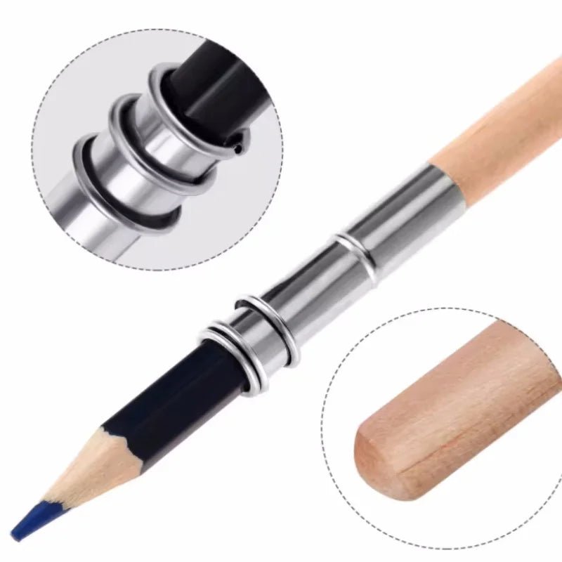 Easy to use strong stable non - slip durable metal pencil extender Stainless steel extender - Creative Celebrations