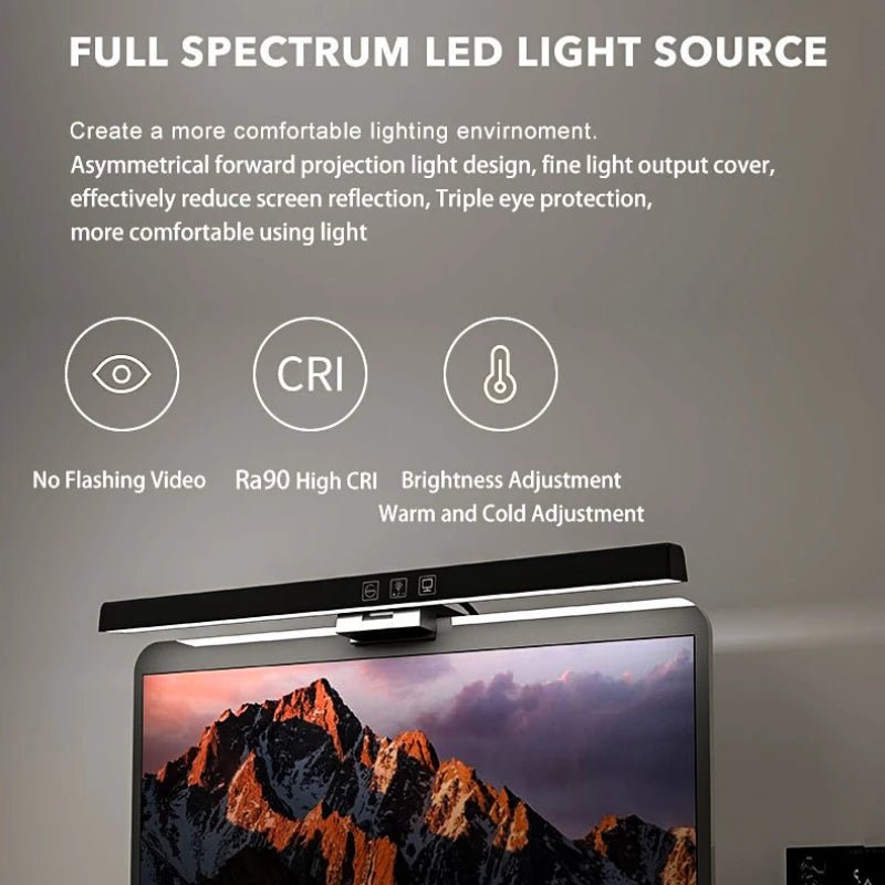 Eye - Care Desk Lamp 50/33cm LED Computer PC Monitor Screen Light Bar Stepless Dimming Reading USB Powered Hanging Table Lamp - Creative Celebrations