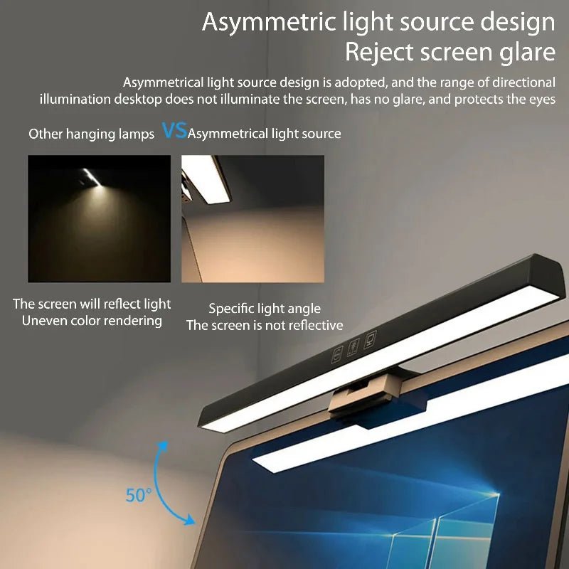 Eye - Care Desk Lamp 50/33cm LED Computer PC Monitor Screen Light Bar Stepless Dimming Reading USB Powered Hanging Table Lamp - Creative Celebrations