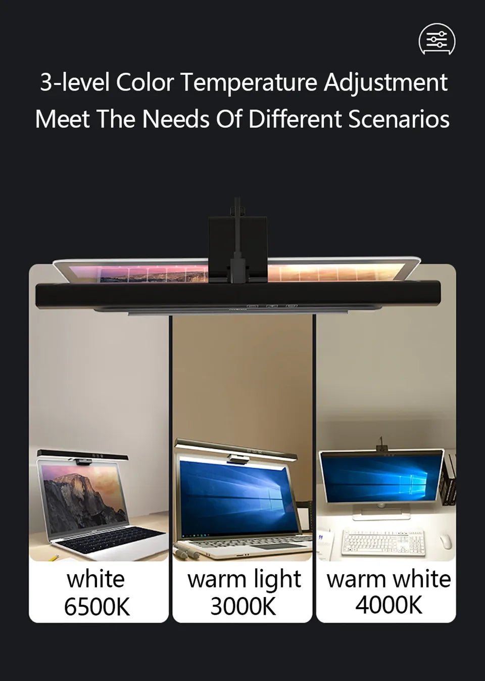 Eye - Care Desk Lamp 50/33cm LED Computer PC Monitor Screen Light Bar Stepless Dimming Reading USB Powered Hanging Table Lamp - Creative Celebrations