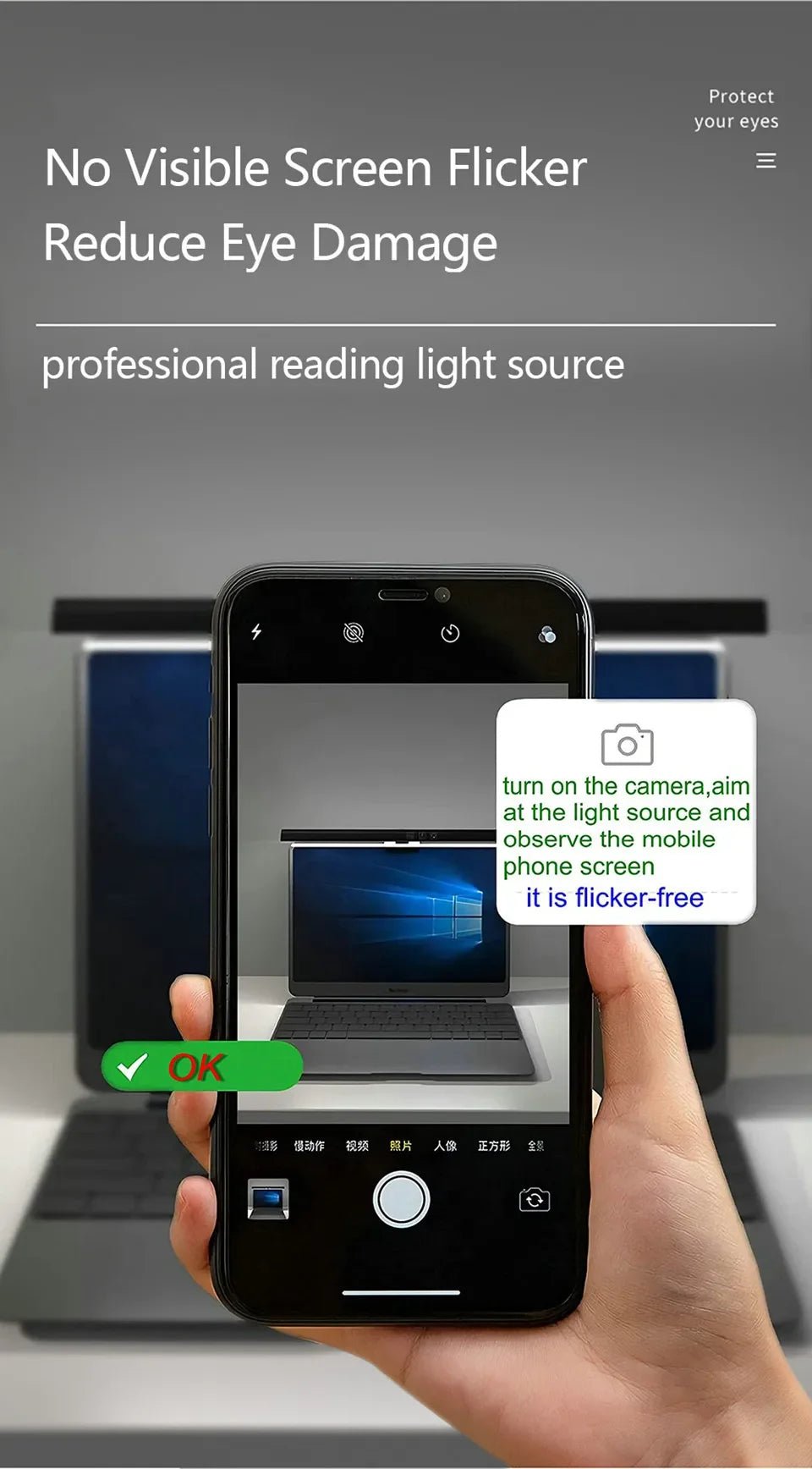 Eye - Care Desk Lamp 50/33cm LED Computer PC Monitor Screen Light Bar Stepless Dimming Reading USB Powered Hanging Table Lamp - Creative Celebrations