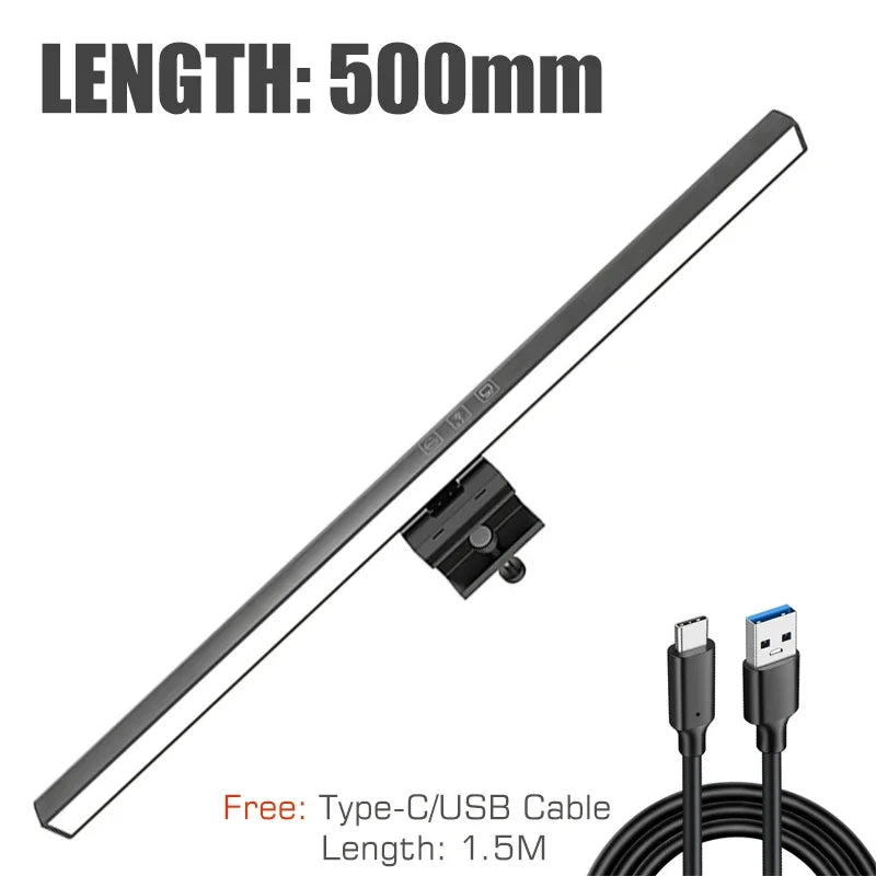 Eye - Care Desk Lamp 50/33cm LED Computer PC Monitor Screen Light Bar Stepless Dimming Reading USB Powered Hanging Table Lamp - Creative Celebrations