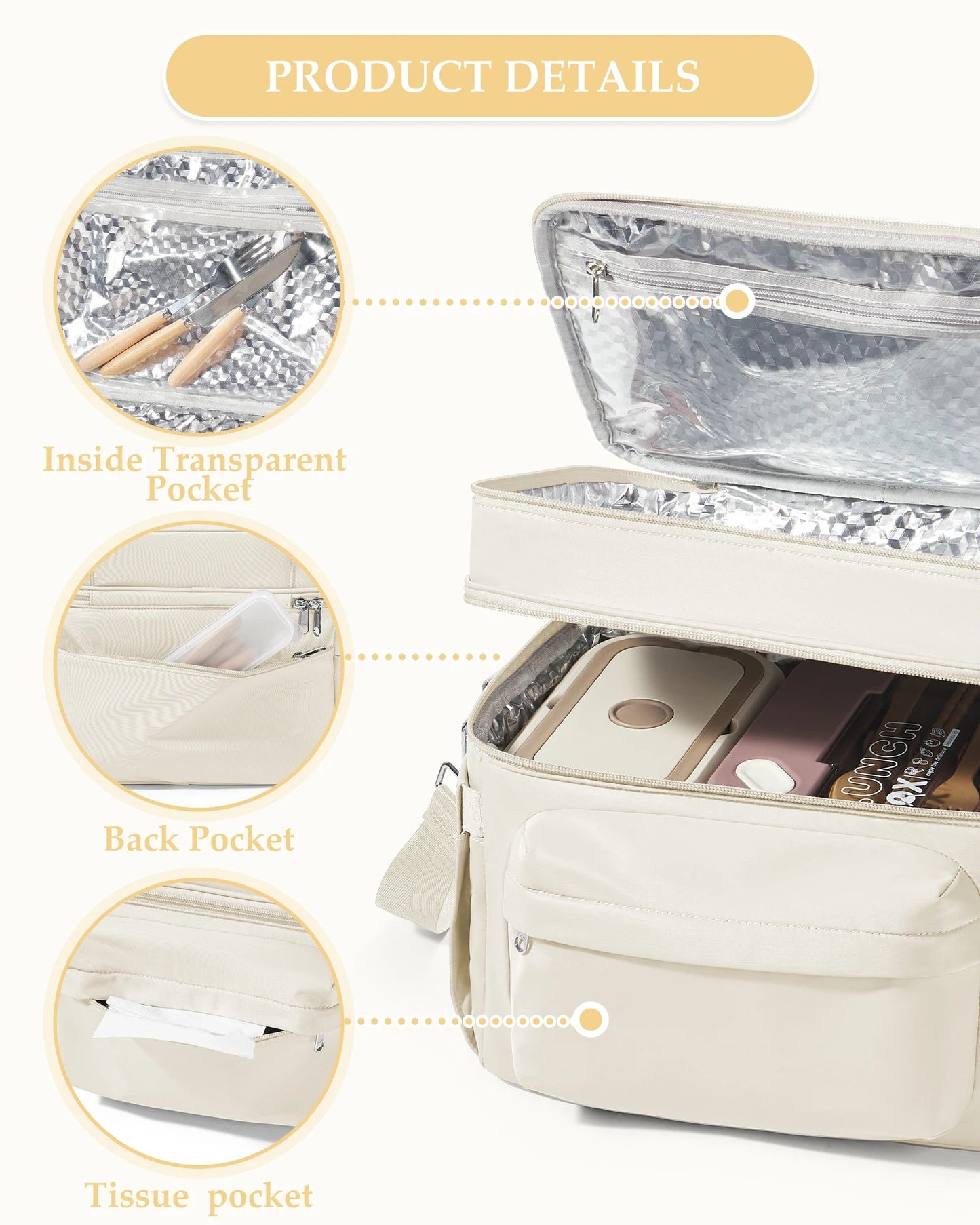 Insulated Lunch Bag for Women Men,Adult Lunch Box with Adjustable Shoulder Strap,Portable Tote Cooler Bag for Office Work Picnic - Creative Celebrations