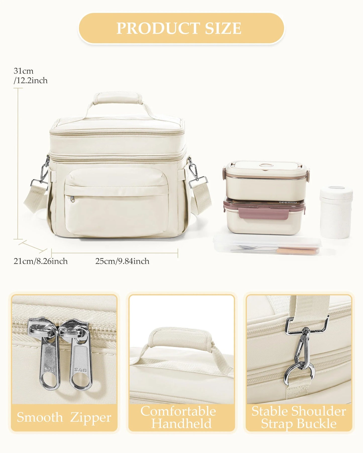 Insulated Lunch Bag for Women Men,Adult Lunch Box with Adjustable Shoulder Strap,Portable Tote Cooler Bag for Office Work Picnic - Creative Celebrations