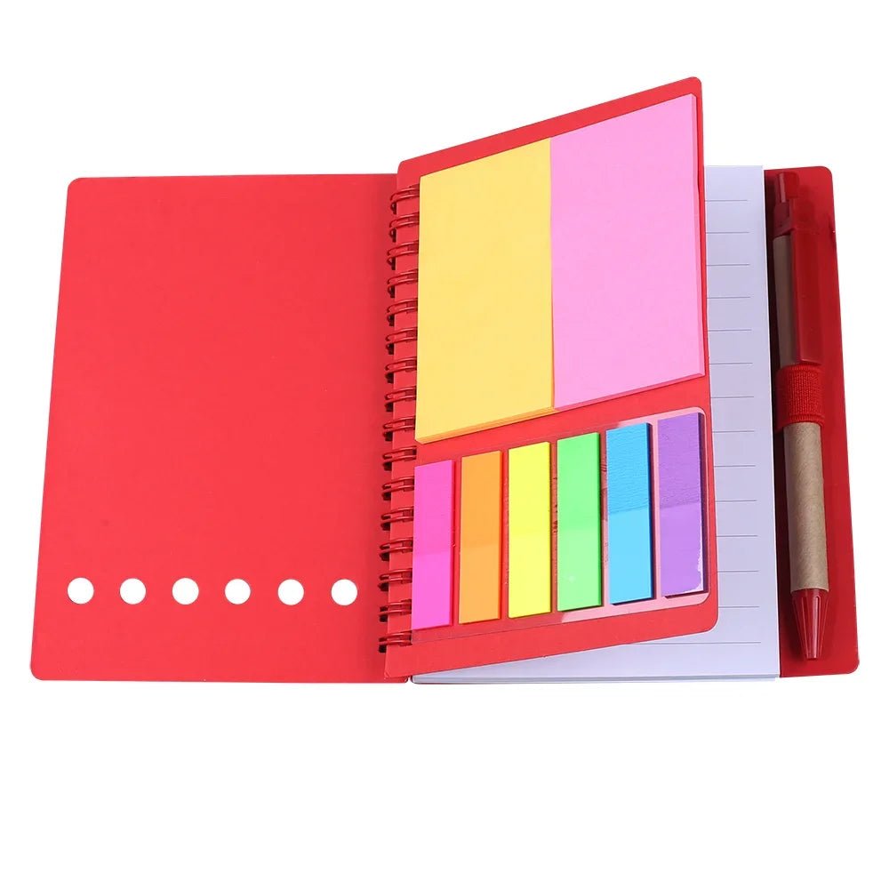 Retro Spiral Notebooks with Pen Planner Sticky Note Memo Pad Notepad Writing Stationery Agenda Business Small Pocket Book Marker - Creative Celebrations