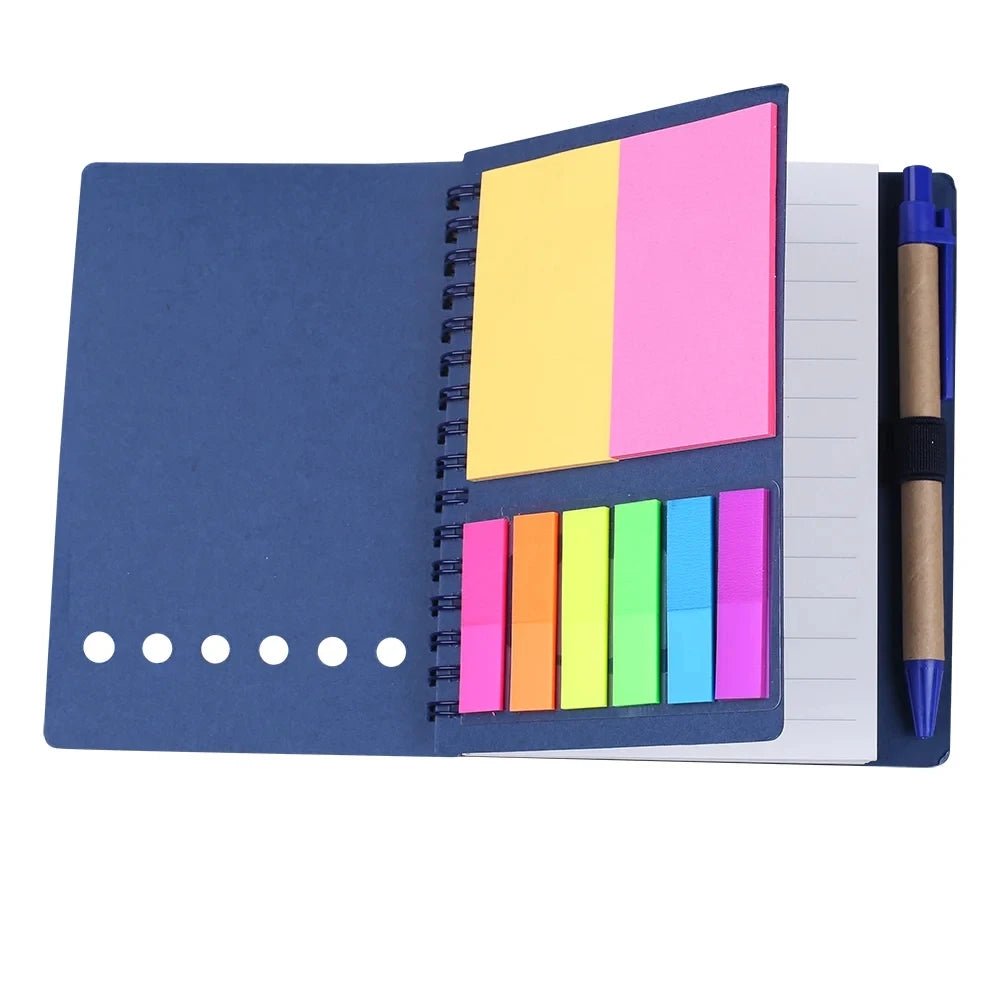 Retro Spiral Notebooks with Pen Planner Sticky Note Memo Pad Notepad Writing Stationery Agenda Business Small Pocket Book Marker - Creative Celebrations