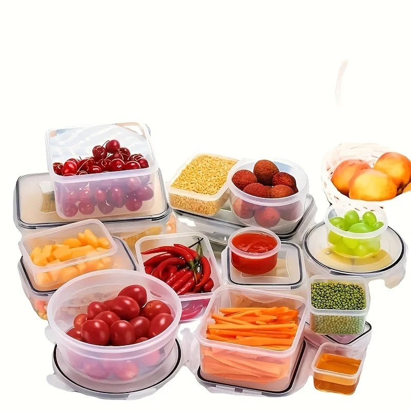 12/24 Clear Kitchen Food Storage Container Set - Microwave Safe, Multifunctional Plastic Lunch Box with Lid + 24 Chalkboard Labe - Creative Celebrations