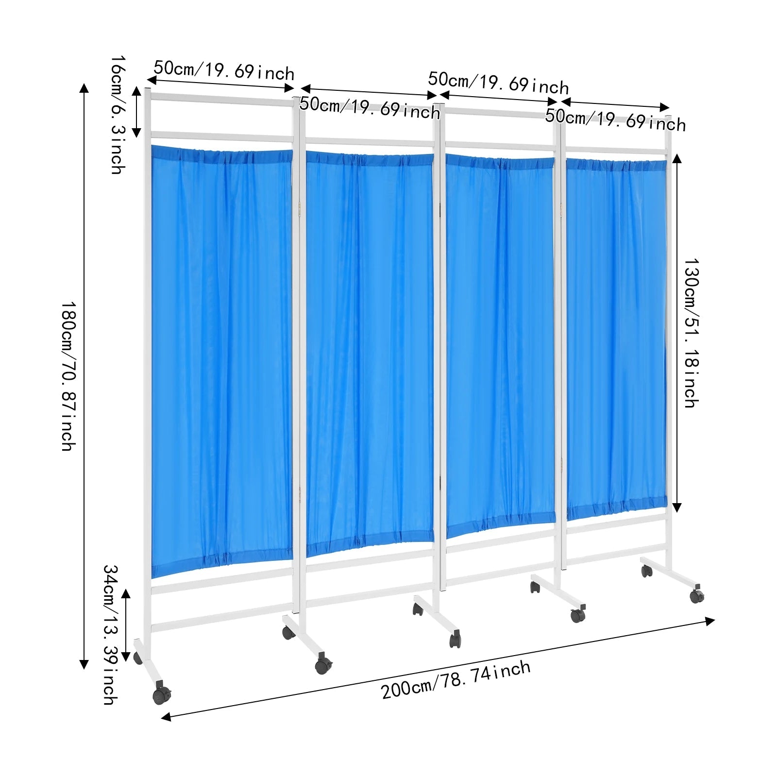 4 - Panel Foldable Medical Privacy Screen, 180x200cm Divider for Clinics, Salons, Nursing Homes - Creative Celebrations