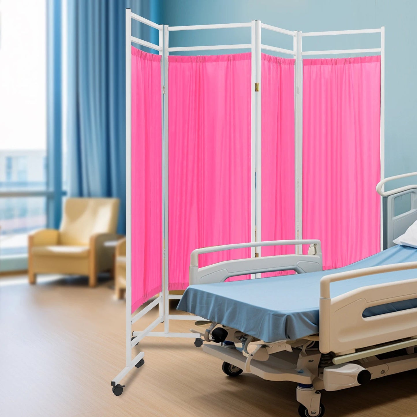 4 - Panel Foldable Medical Privacy Screen, 180x200cm Divider for Clinics, Salons, Nursing Homes - Creative Celebrations