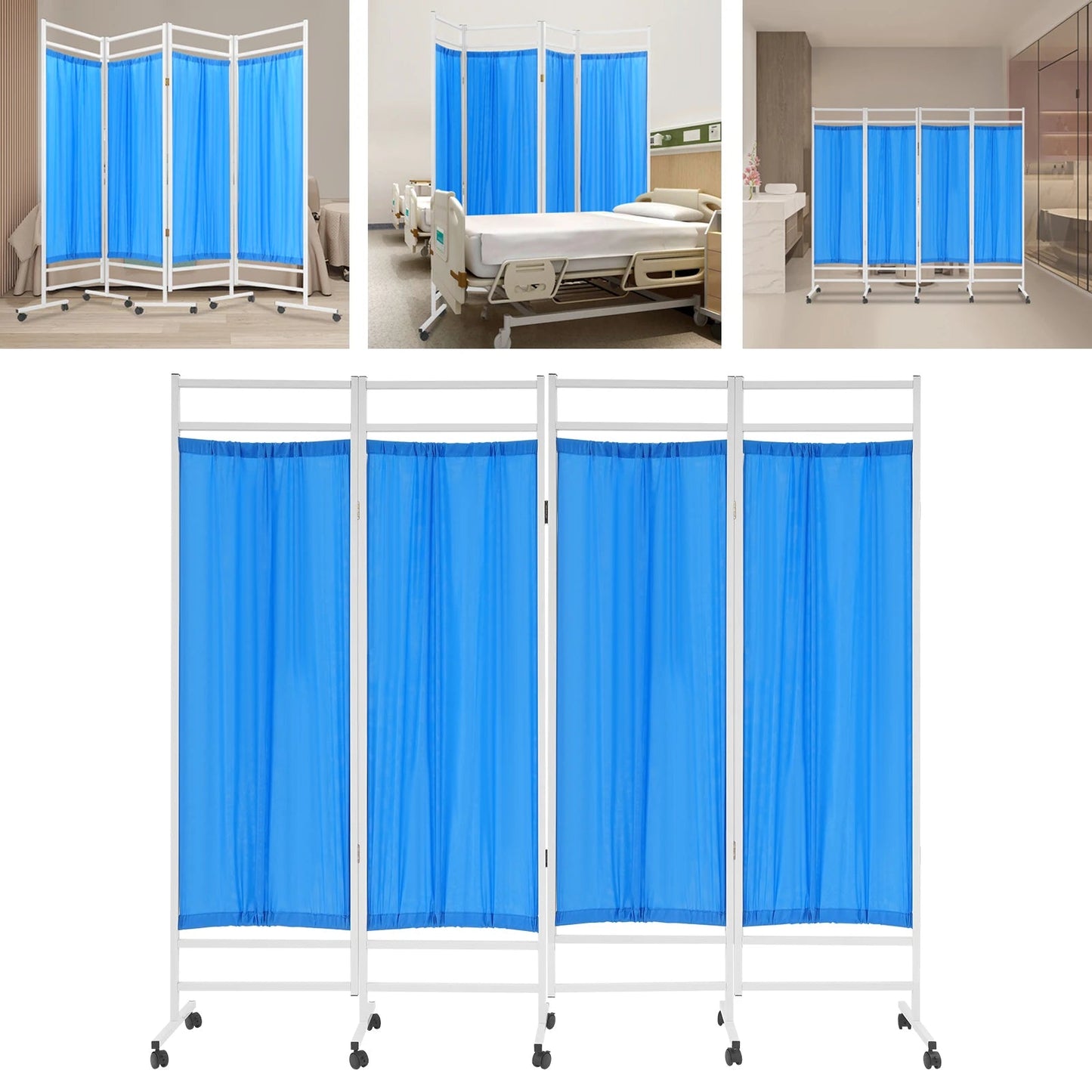 4 - Panel Foldable Medical Privacy Screen, 180x200cm Divider for Clinics, Salons, Nursing Homes - Creative Celebrations