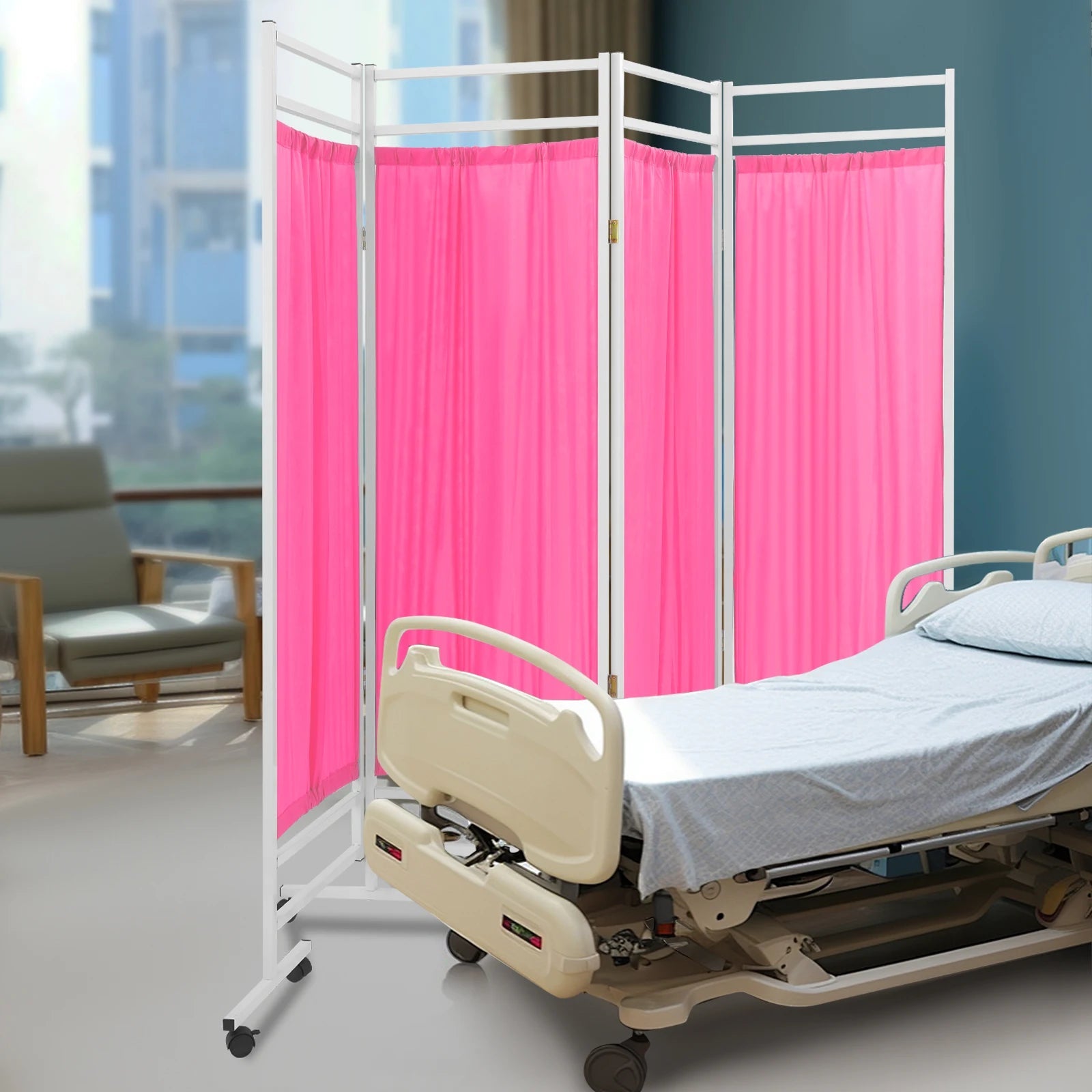 4 - Panel Foldable Medical Privacy Screen, 180x200cm Divider for Clinics, Salons, Nursing Homes - Creative Celebrations