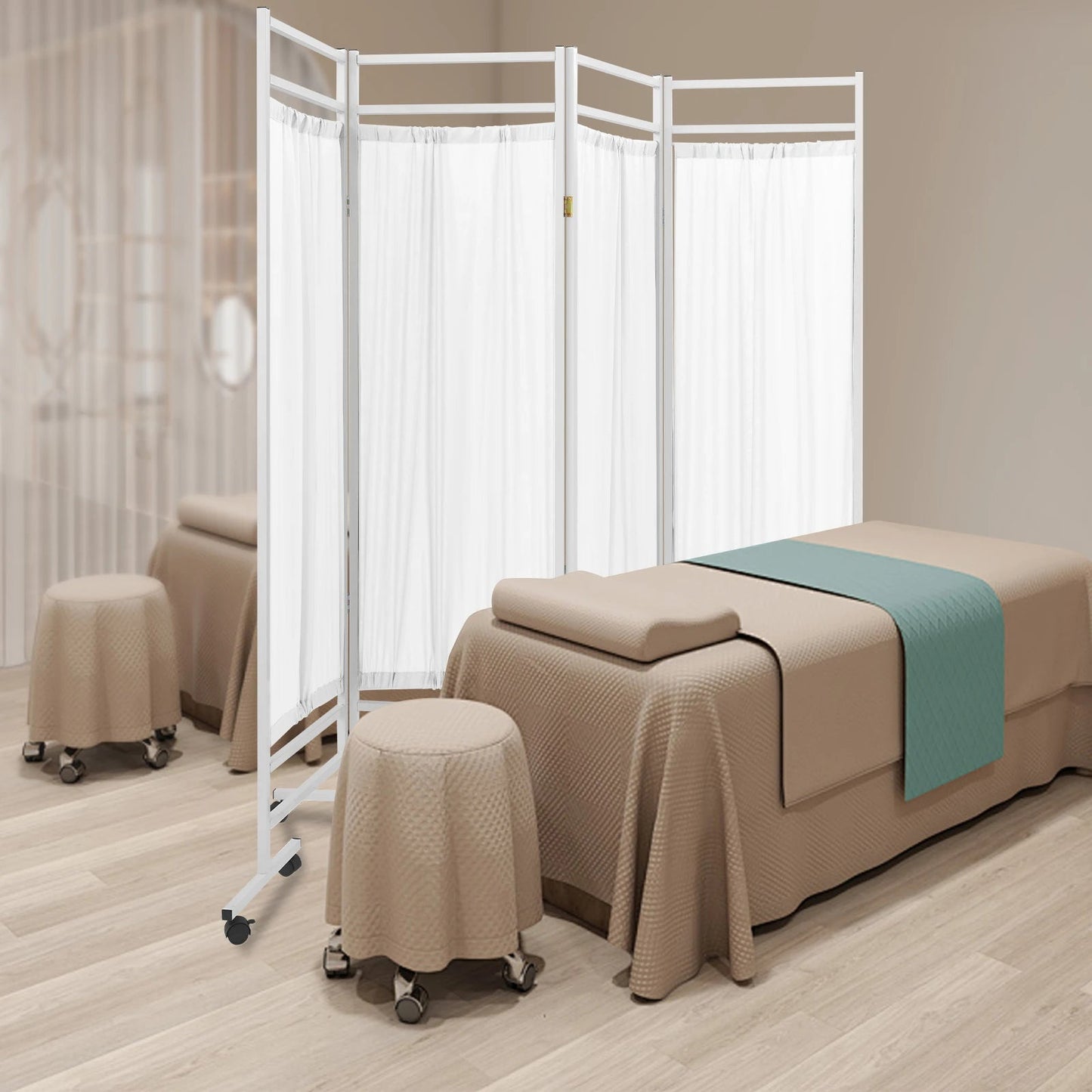 4 - Panel Foldable Medical Privacy Screen, 180x200cm Divider for Clinics, Salons, Nursing Homes - Creative Celebrations
