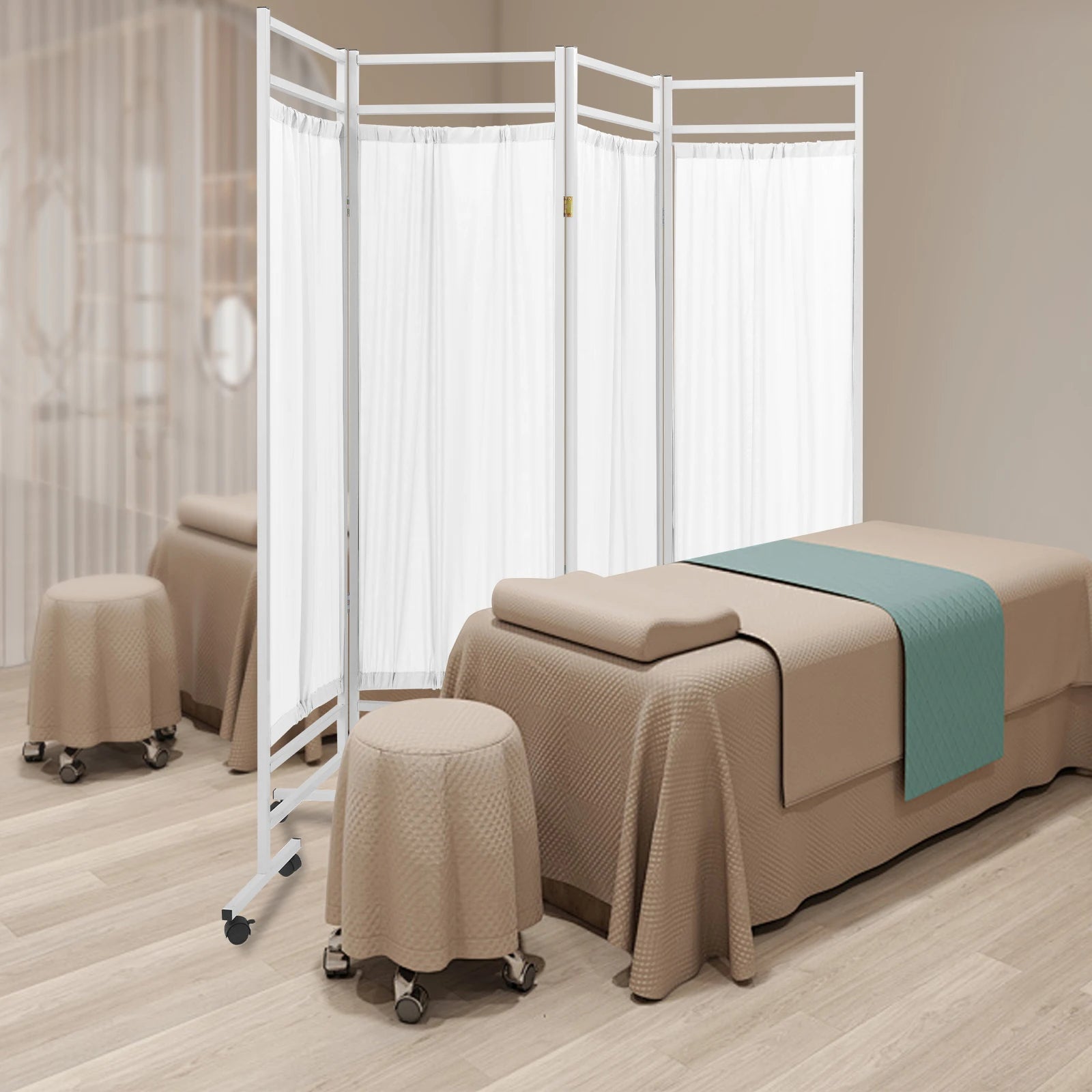 4 - Panel Foldable Medical Privacy Screen, 180x200cm Divider for Clinics, Salons, Nursing Homes - Creative Celebrations
