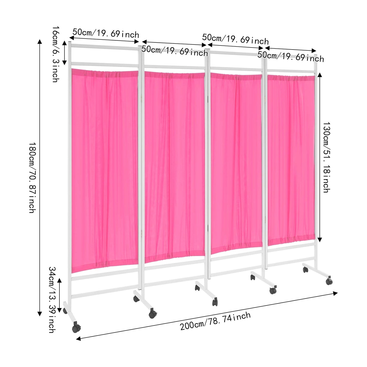 4 - Panel Foldable Medical Privacy Screen, 180x200cm Divider for Clinics, Salons, Nursing Homes - Creative Celebrations