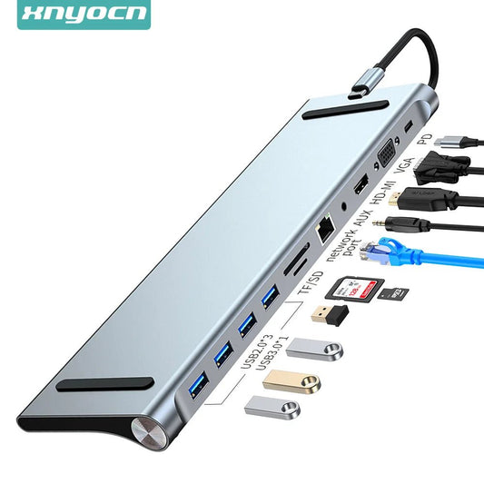 4/5/6/8/11 in 1 Type C Dock USB Hub 3.0 Splitter Multiport Adapter 4K HDMI - compatible RJ45 SD/TF VGA PD for MacBook iPad Laptop - Creative Celebrations