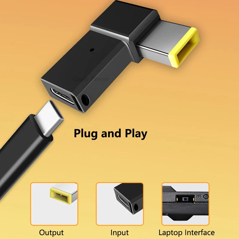 100W USB Type C to Dc Power Jack Connector USB C to Universal Laptop Power Adapter Plug Converter for Asus Dell Lenovo Notebook