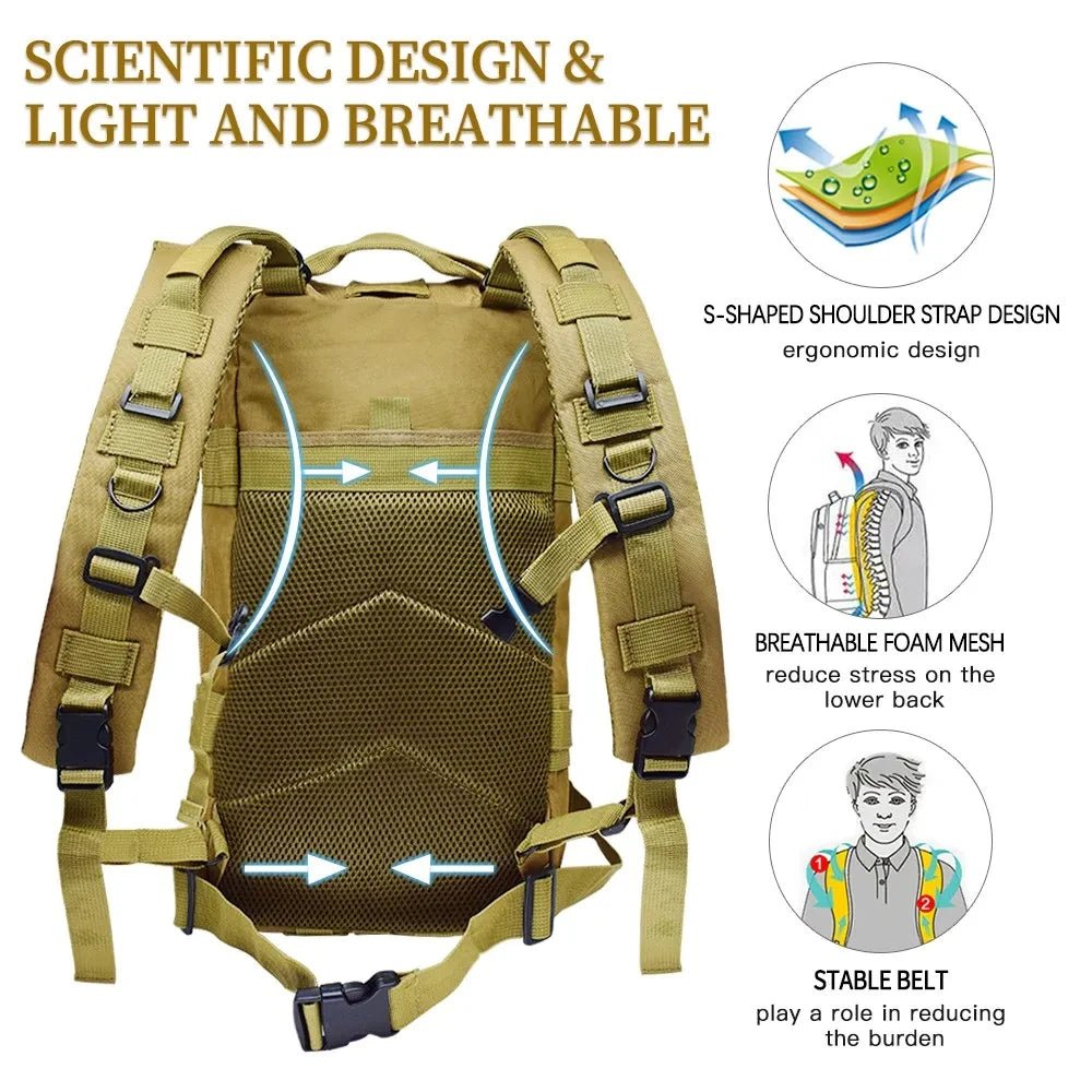 Classic Tactical Backpack Travel Sports Camouflage Bag Outdoor Climbing Hunting Backpack Fishing Hiking Nylon 3P Pack Bag - Creative Celebrations