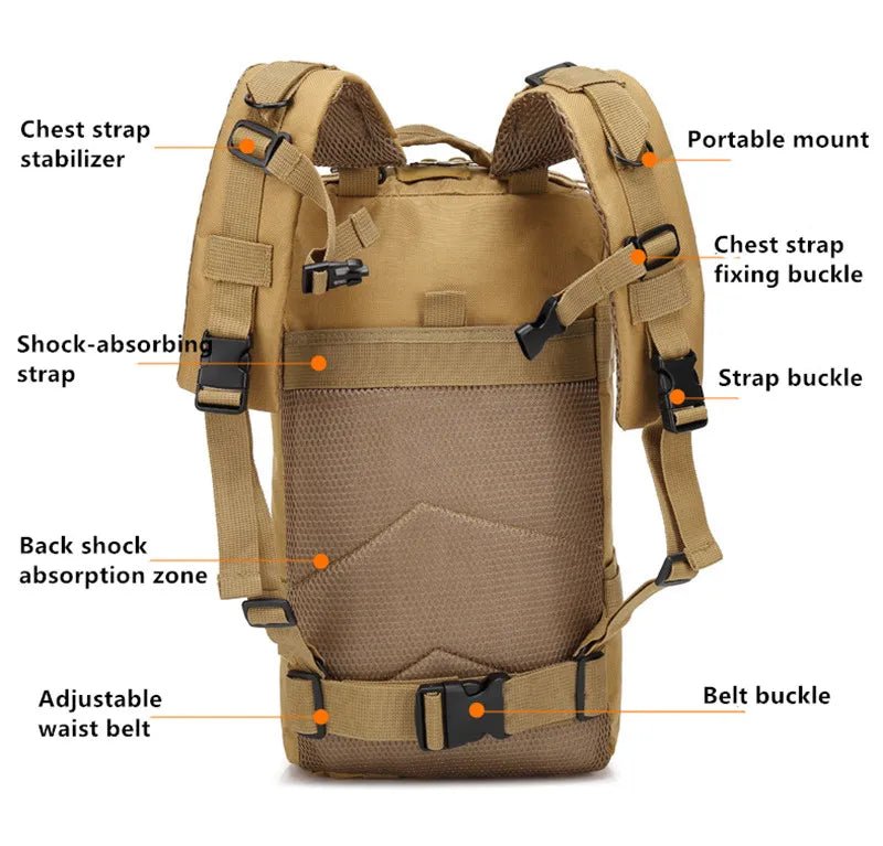 Classic Tactical Backpack Travel Sports Camouflage Bag Outdoor Climbing Hunting Backpack Fishing Hiking Nylon 3P Pack Bag - Creative Celebrations