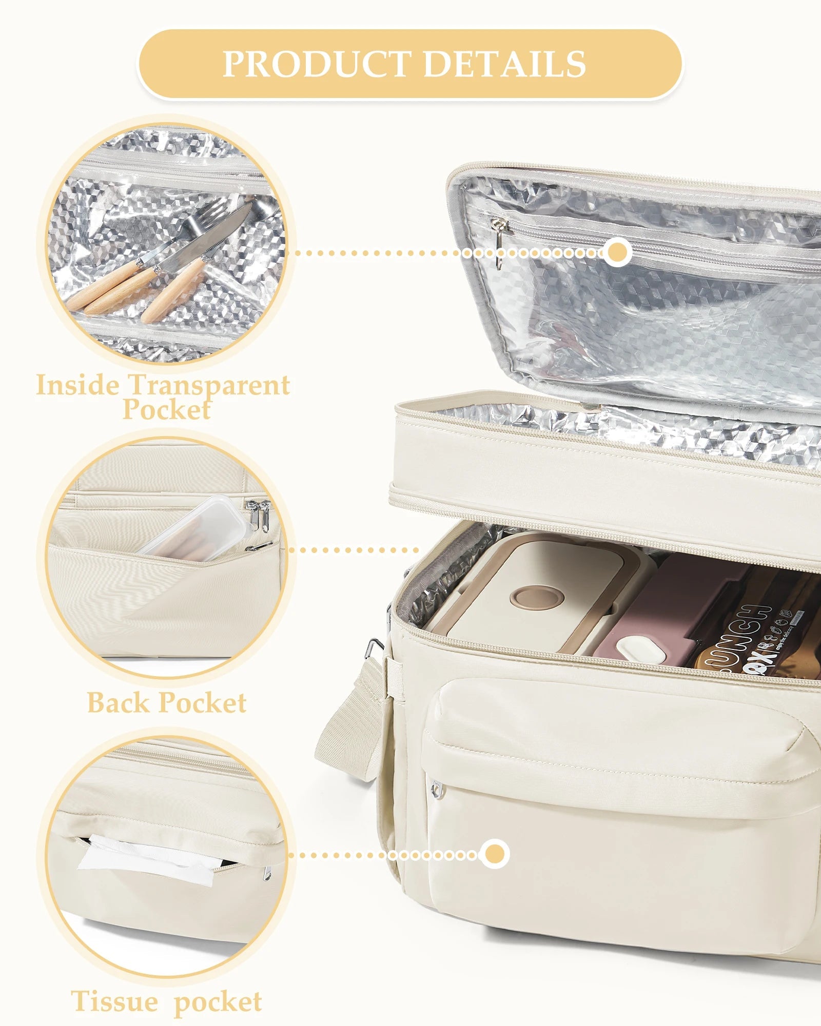 Insulated Lunch Bag for Women Men,Adult Lunch Box with Adjustable Shoulder Strap,Portable Tote Cooler Bag for Office Work Picnic - Creative Celebrations